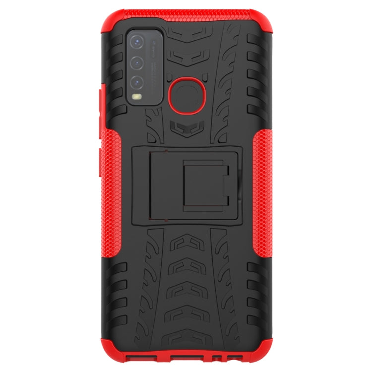 For vivo Y50 Tire Texture Shockproof TPU+PC Protective Case with Holder