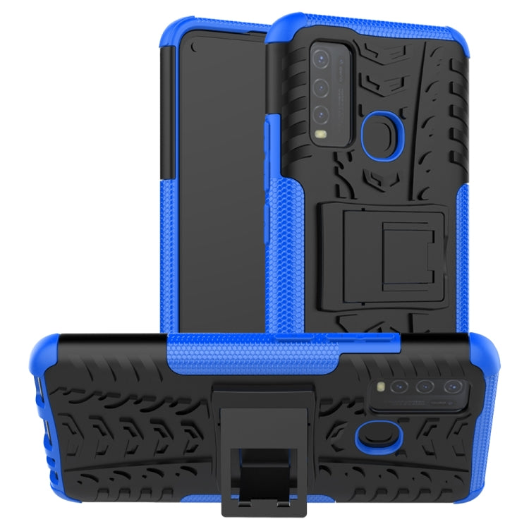 For vivo Y50 Tire Texture Shockproof TPU+PC Protective Case with Holder