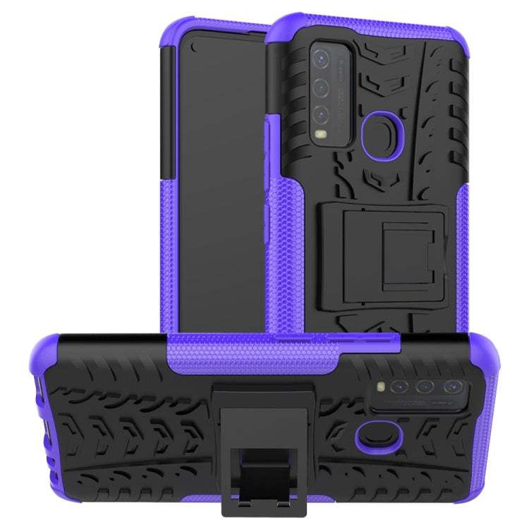 For vivo Y50 Tire Texture Shockproof TPU+PC Protective Case with Holder