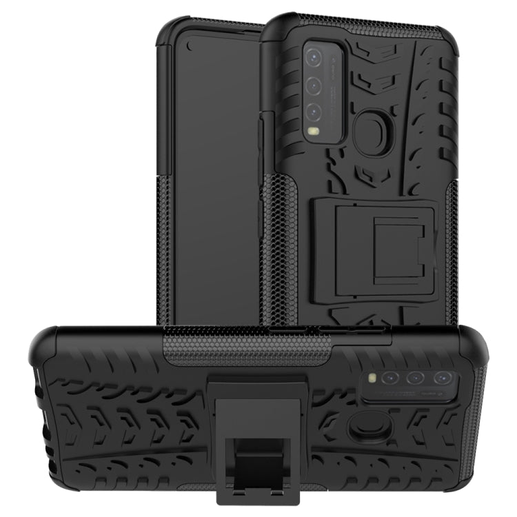 For vivo Y50 Tire Texture Shockproof TPU+PC Protective Case with Holder