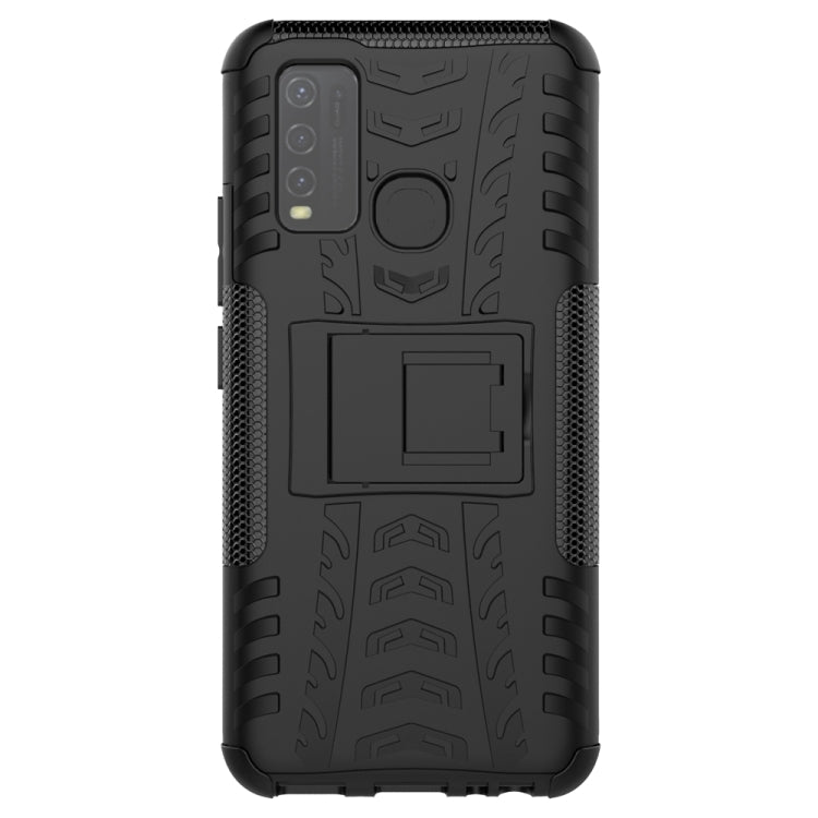 For vivo Y50 Tire Texture Shockproof TPU+PC Protective Case with Holder