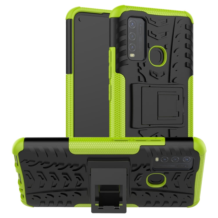 For vivo Y50 Tire Texture Shockproof TPU+PC Protective Case with Holder