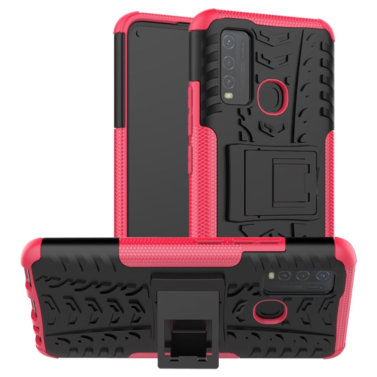 For vivo Y50 Tire Texture Shockproof TPU+PC Protective Case with Holder