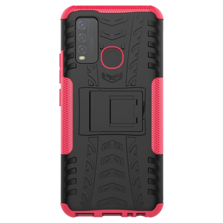 For vivo Y50 Tire Texture Shockproof TPU+PC Protective Case with Holder