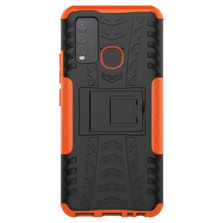 For vivo Y50 Tire Texture Shockproof TPU+PC Protective Case with Holder