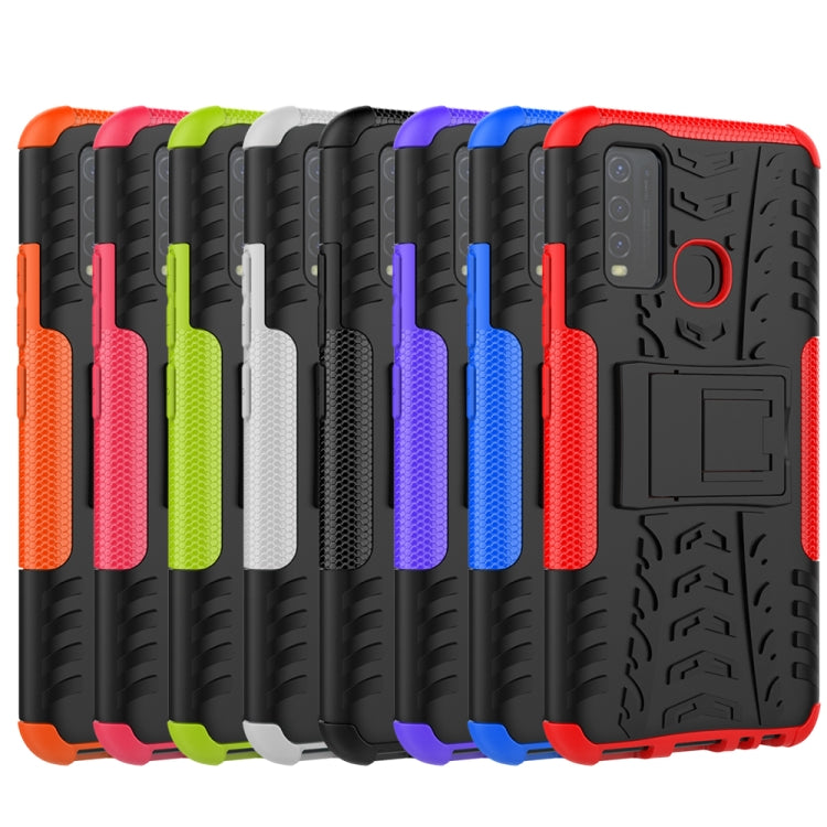 For vivo Y50 Tire Texture Shockproof TPU+PC Protective Case with Holder