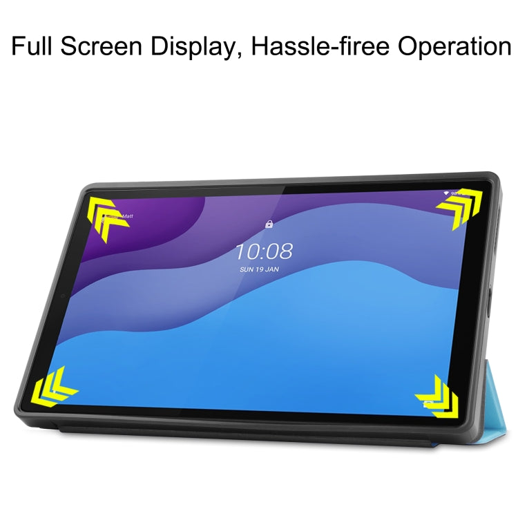 For Lenovo Tab M10 HD 2nd Gen TB-X306 Caster Pattern Horizontal Flip Tablet PC Protective Leather Case with Tri-fold Bracket & Sleep Function