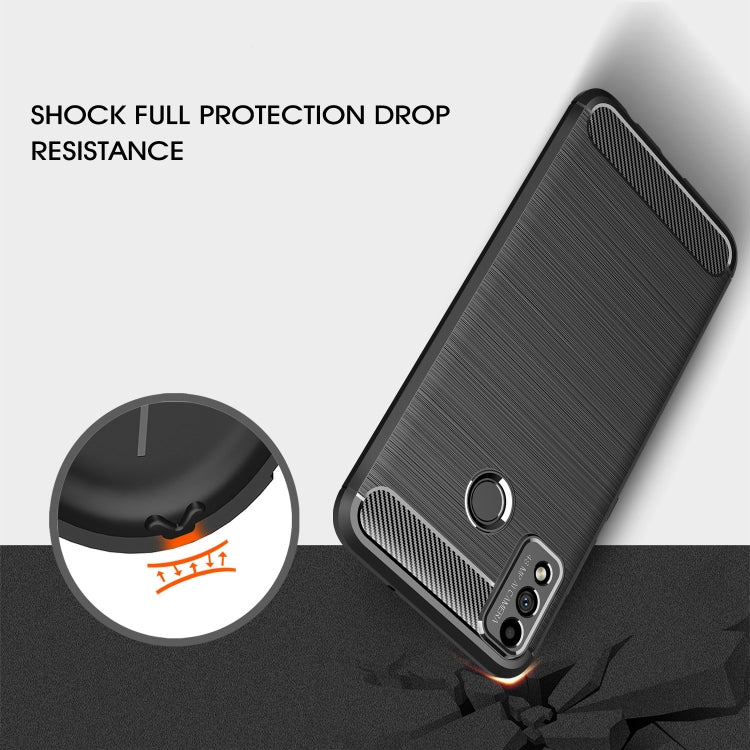For Huawei Honor 9X Lite Brushed Texture Carbon Fiber TPU Case