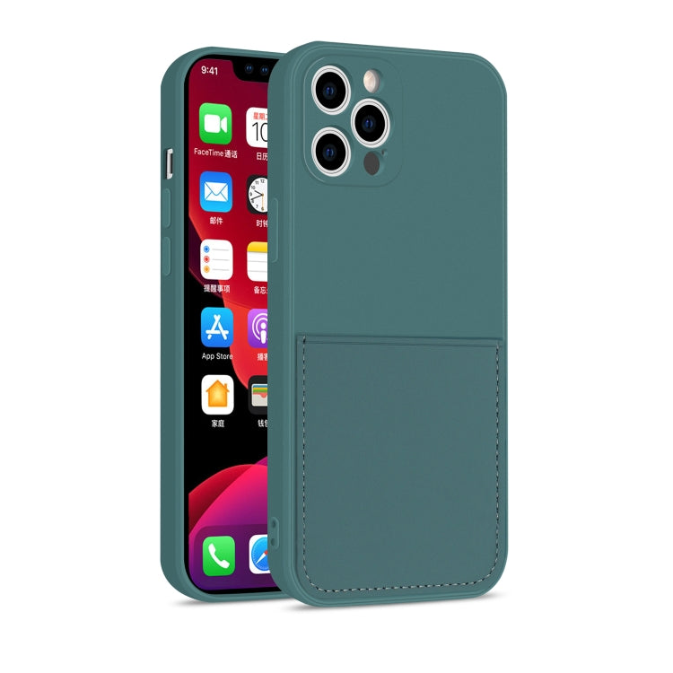 For iPhone 12 Pro Max Liquid Silicone Skin Feel Shockproof Protective Case with Card Slot