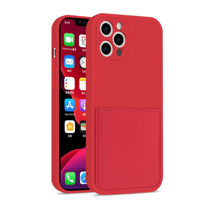 For iPhone 12 Pro Max Liquid Silicone Skin Feel Shockproof Protective Case with Card Slot