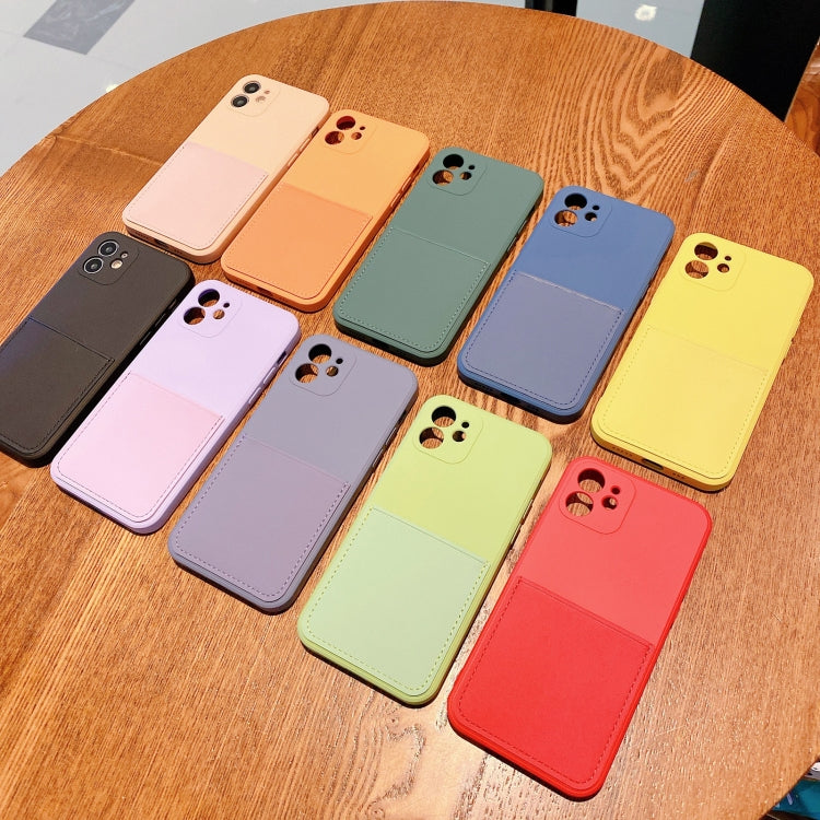 For iPhone 12 Liquid Silicone Skin Feel Shockproof Protective Case with Card Slot