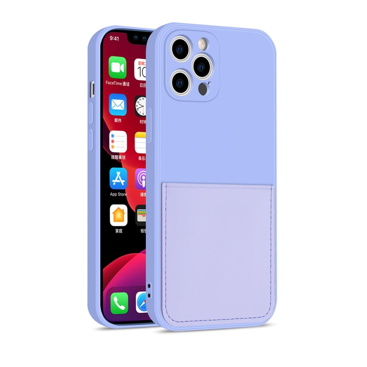 For iPhone 12 Pro Liquid Silicone Skin Feel Shockproof Protective Case with Card Slot
