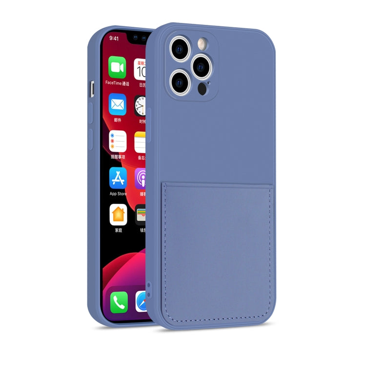 For iPhone 12 Pro Liquid Silicone Skin Feel Shockproof Protective Case with Card Slot