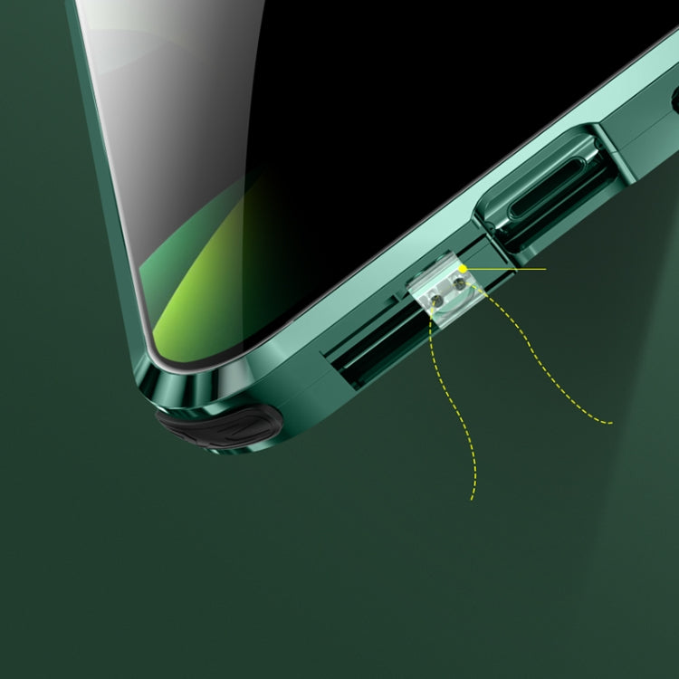 For iPhone 11 Four-corner Shockproof Anti-peeping Magnetic Metal Frame Double-sided Tempered Glass Case