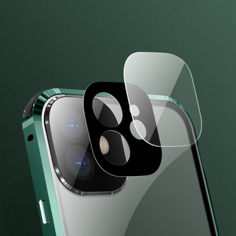 For iPhone 11 Four-corner Shockproof Anti-peeping Magnetic Metal Frame Double-sided Tempered Glass Case