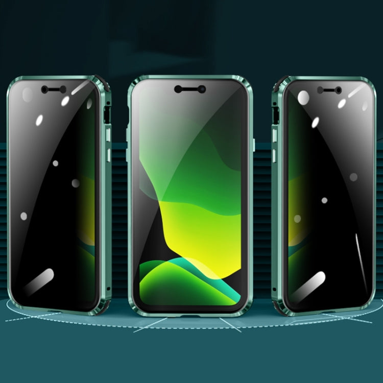 For iPhone 11 Four-corner Shockproof Anti-peeping Magnetic Metal Frame Double-sided Tempered Glass Case