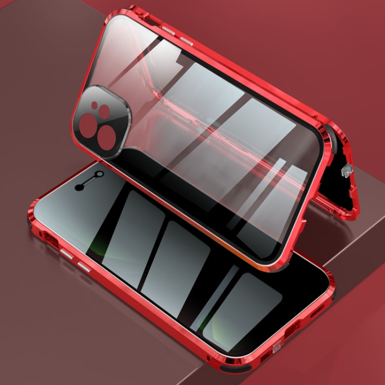 For iPhone 12 mini Four-corner Shockproof Anti-peeping Magnetic Metal Frame Double-sided Tempered Glass Case