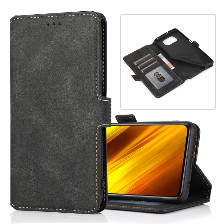 For Xiaomi Poco X3 NFC Retro Magnetic Closing Clasp Horizontal Flip Leather Case with Holder & Card Slots & Photo Frame & Wallet