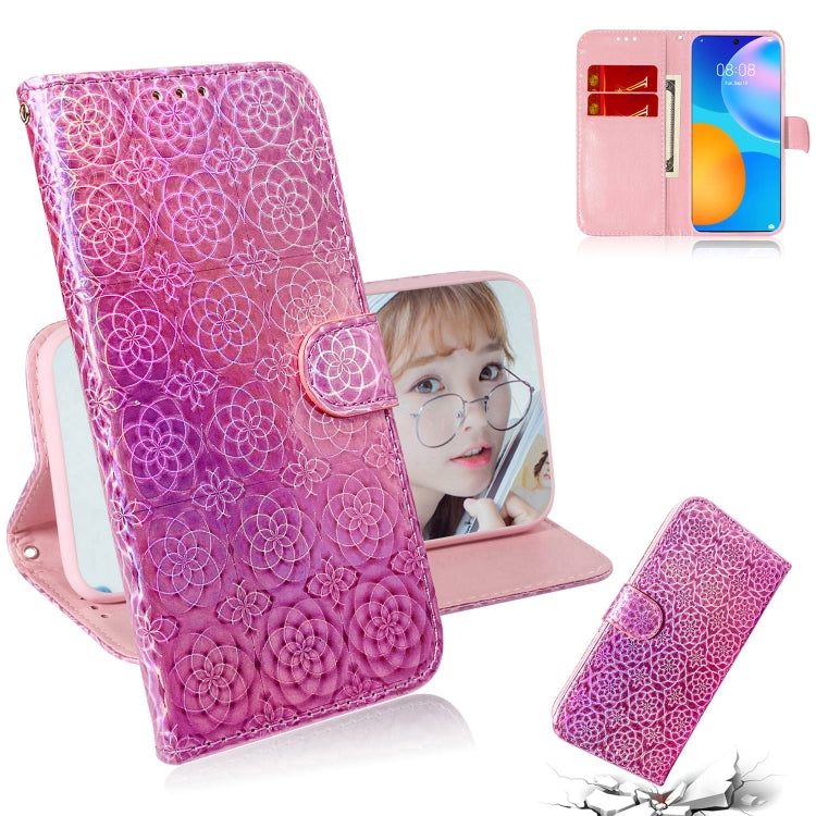 For Huawei P smart 2021 / Y7a Solid Color Colorful Magnetic Buckle Horizontal Flip PU Leather Case with Holder & Card Slots & Wallet & Lanyard