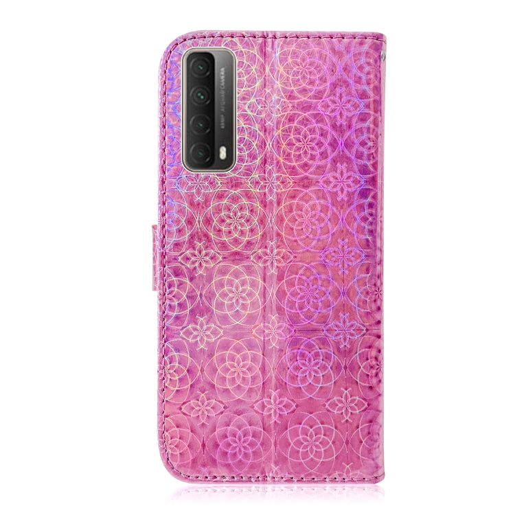 For Huawei P smart 2021 / Y7a Solid Color Colorful Magnetic Buckle Horizontal Flip PU Leather Case with Holder & Card Slots & Wallet & Lanyard
