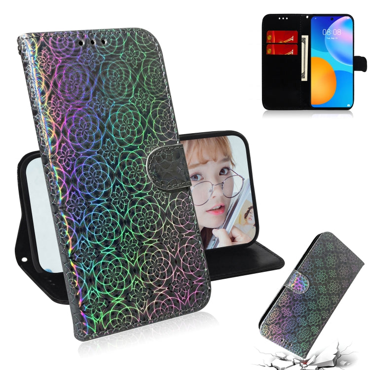 For Huawei P smart 2021 / Y7a Solid Color Colorful Magnetic Buckle Horizontal Flip PU Leather Case with Holder & Card Slots & Wallet & Lanyard