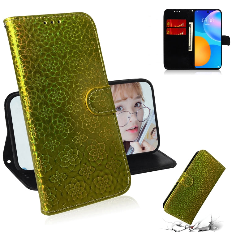 For Huawei P smart 2021 / Y7a Solid Color Colorful Magnetic Buckle Horizontal Flip PU Leather Case with Holder & Card Slots & Wallet & Lanyard