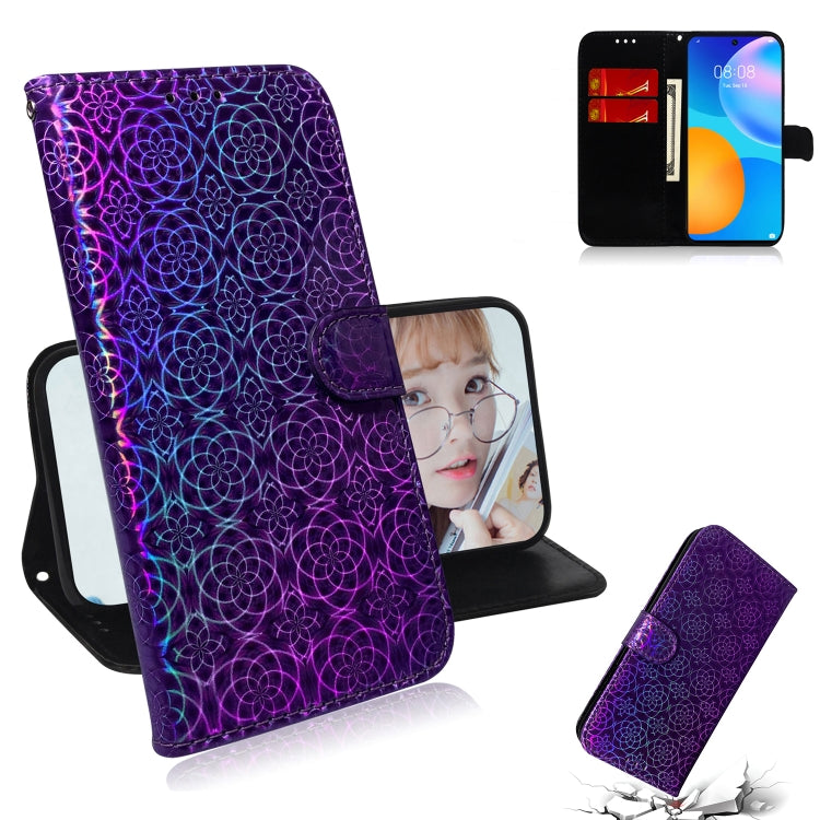 For Huawei P smart 2021 / Y7a Solid Color Colorful Magnetic Buckle Horizontal Flip PU Leather Case with Holder & Card Slots & Wallet & Lanyard