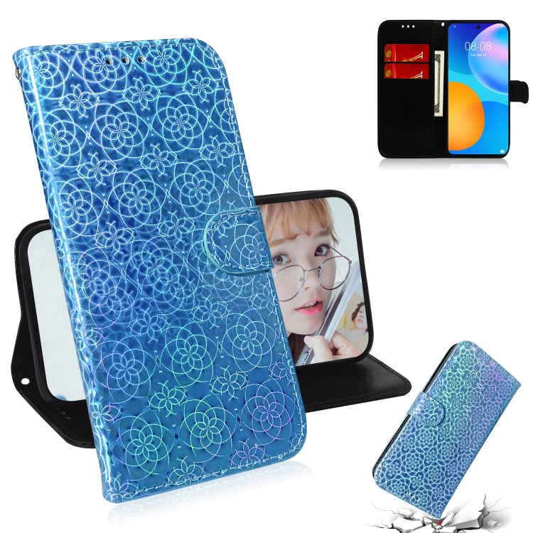 For Huawei P smart 2021 / Y7a Solid Color Colorful Magnetic Buckle Horizontal Flip PU Leather Case with Holder & Card Slots & Wallet & Lanyard