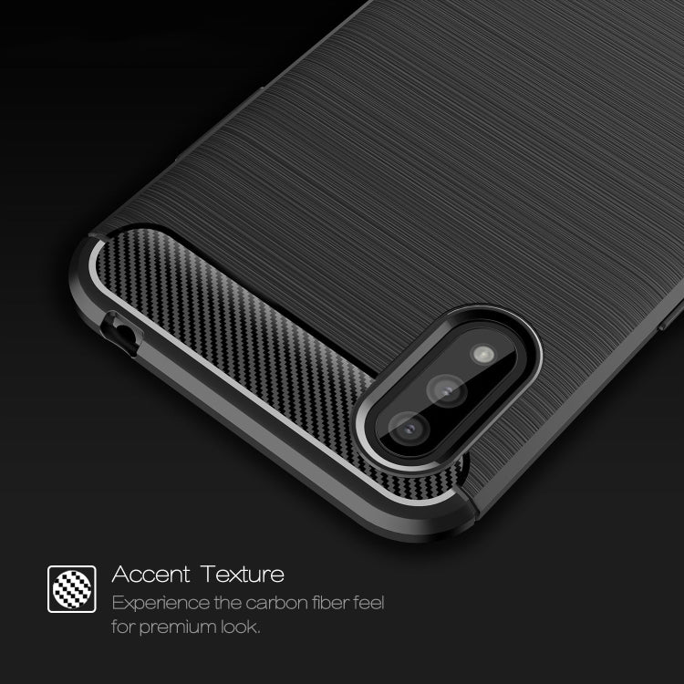 For Samsung Galaxy M01 Brushed Texture Carbon Fiber TPU Case