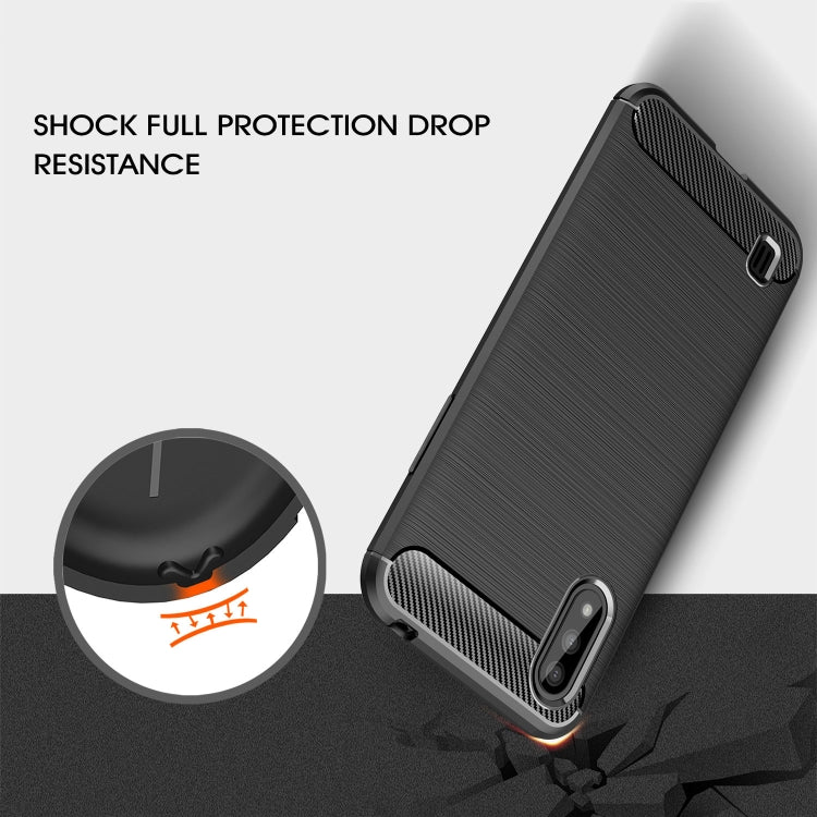 For Samsung Galaxy M01 Brushed Texture Carbon Fiber TPU Case