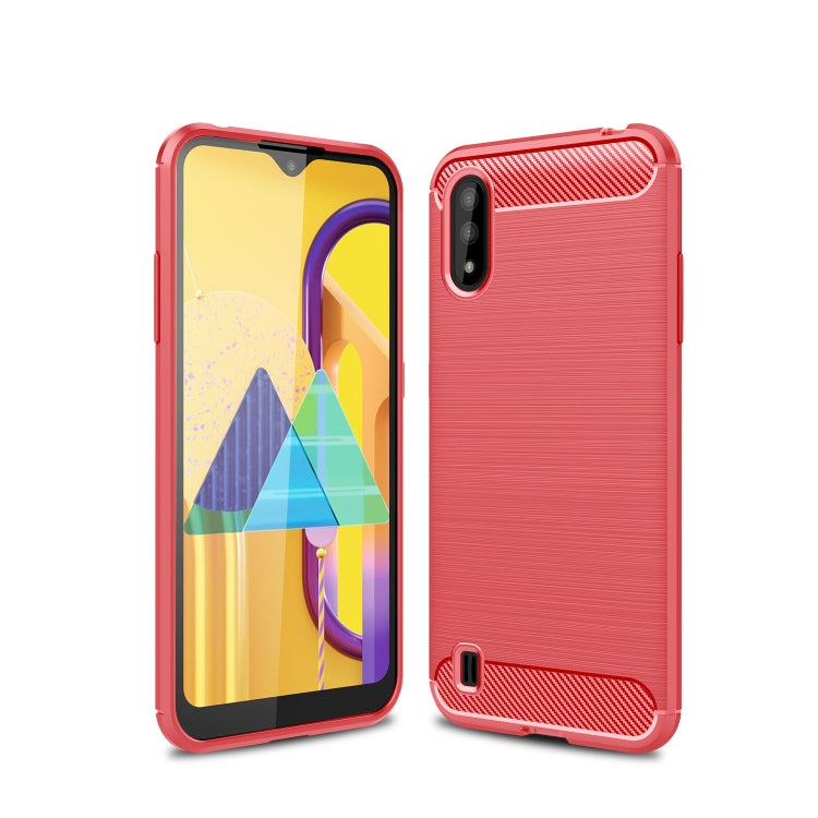 For Samsung Galaxy M01 Brushed Texture Carbon Fiber TPU Case