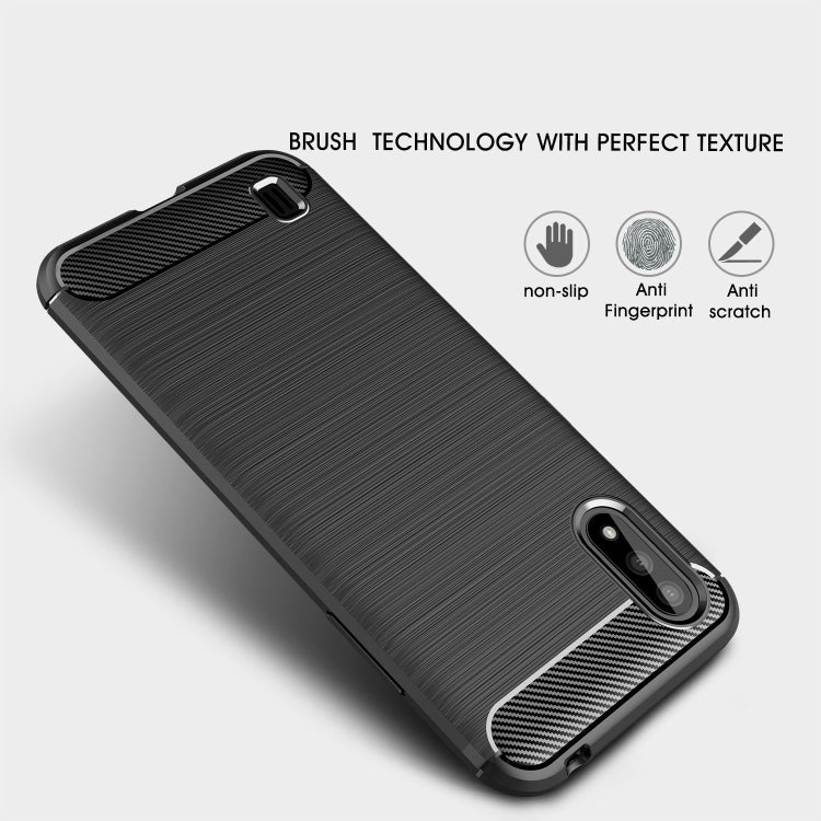 For Samsung Galaxy M01 Brushed Texture Carbon Fiber TPU Case