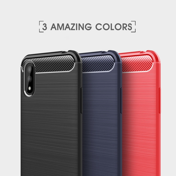 For Samsung Galaxy M01 Brushed Texture Carbon Fiber TPU Case