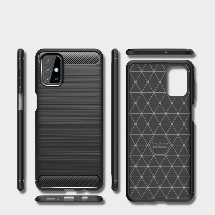For Samsung Galaxy M31s Brushed Texture Carbon Fiber TPU Case