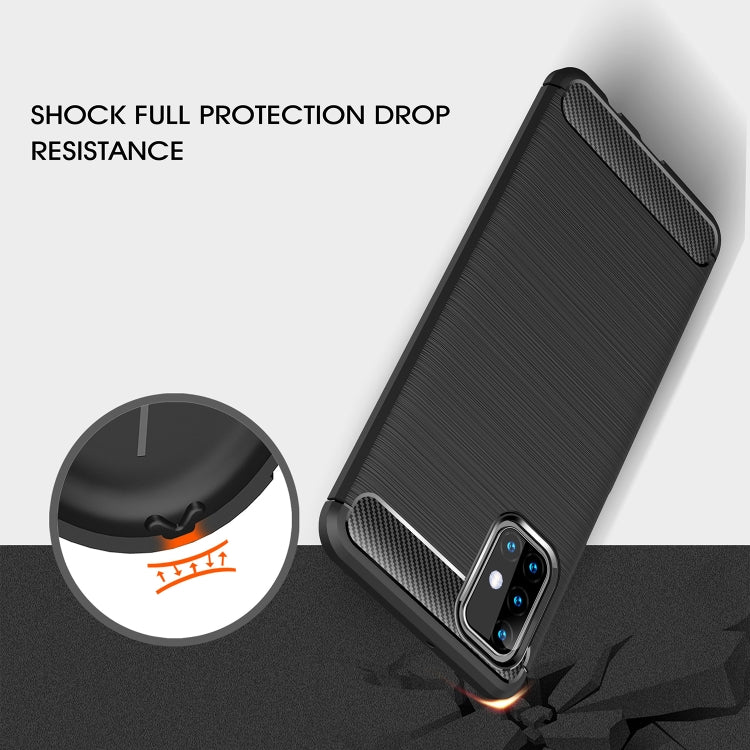 For Samsung Galaxy M31s Brushed Texture Carbon Fiber TPU Case