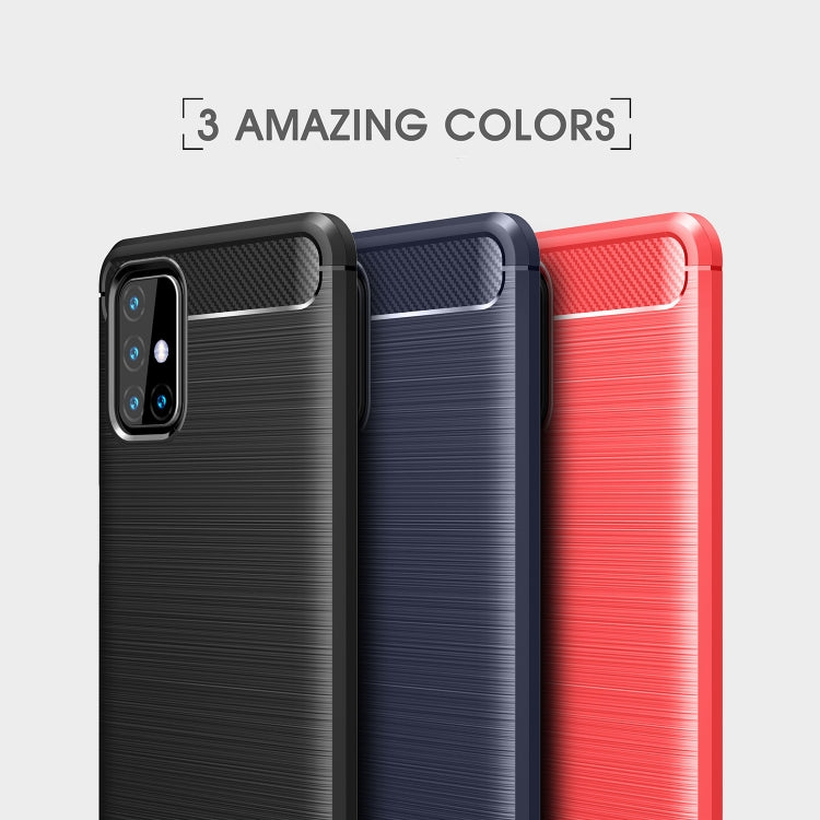 For Samsung Galaxy M31s Brushed Texture Carbon Fiber TPU Case