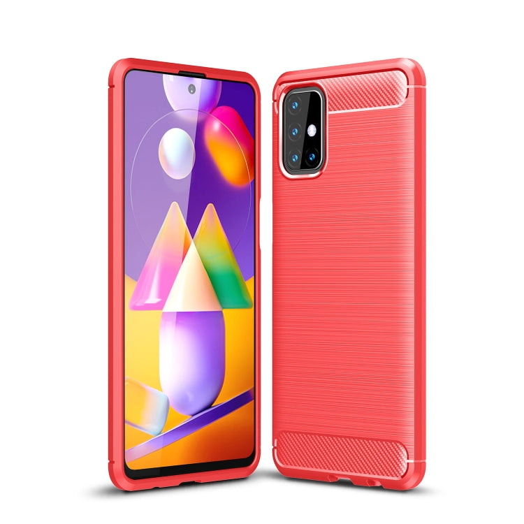For Samsung Galaxy M31s Brushed Texture Carbon Fiber TPU Case