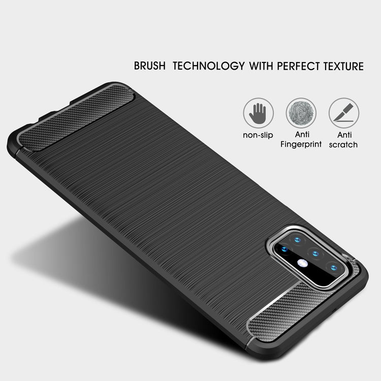 For Samsung Galaxy M31s Brushed Texture Carbon Fiber TPU Case