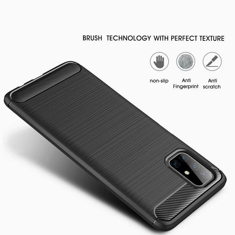 For Samsung Galaxy M51 Brushed Texture Carbon Fiber TPU Case