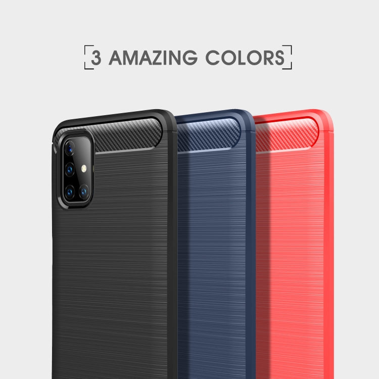 For Samsung Galaxy M51 Brushed Texture Carbon Fiber TPU Case