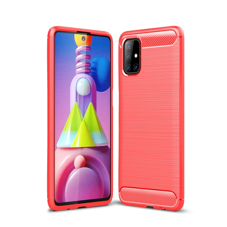 For Samsung Galaxy M51 Brushed Texture Carbon Fiber TPU Case