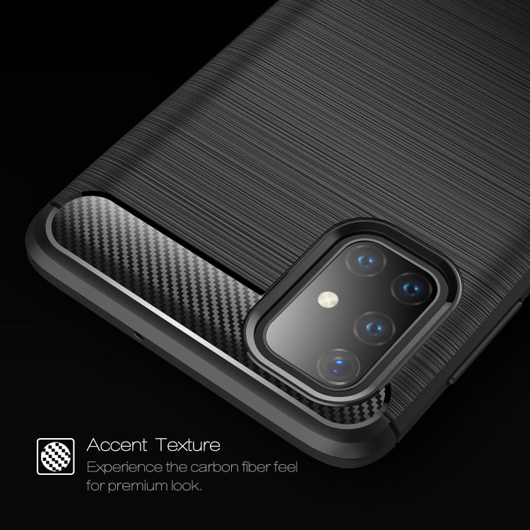 For Samsung Galaxy M51 Brushed Texture Carbon Fiber TPU Case