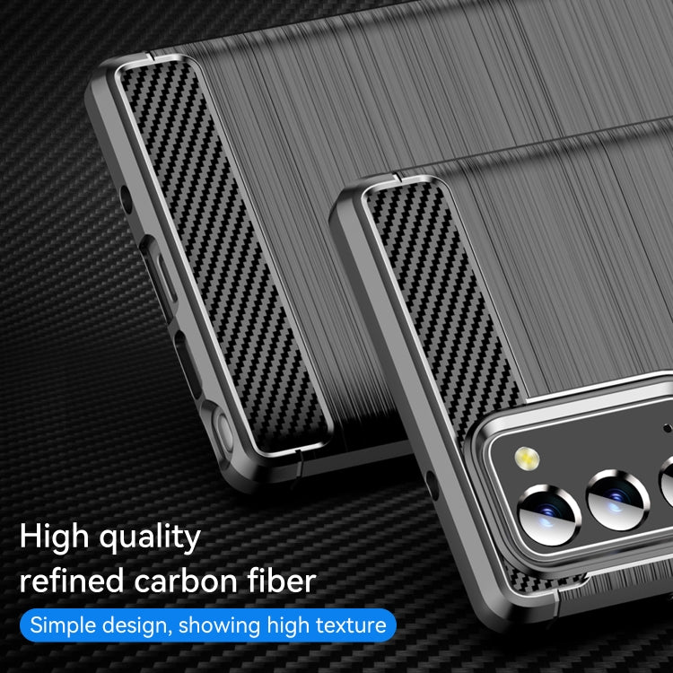 For Samsung Galaxy Note20 Brushed Texture Carbon Fiber TPU Case