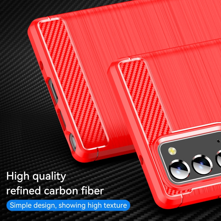 For Samsung Galaxy Note20 Brushed Texture Carbon Fiber TPU Case