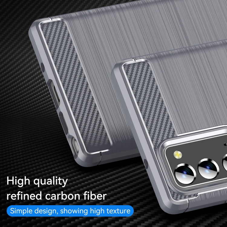 For Samsung Galaxy Note20 Brushed Texture Carbon Fiber TPU Case