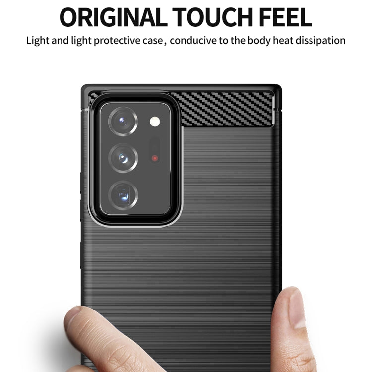For Samsung Galaxy Note20 Ultra Brushed Texture Carbon Fiber TPU Case