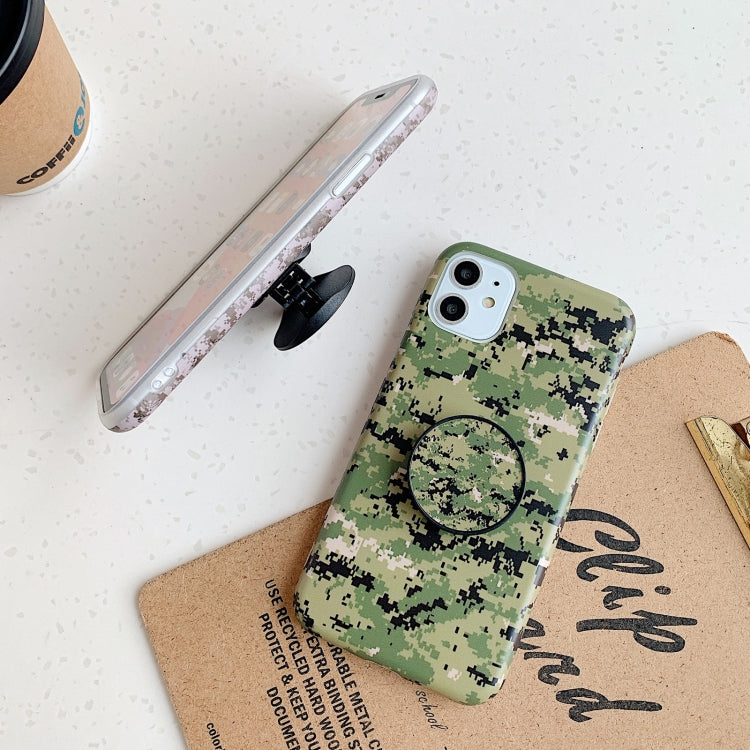 For iPhone 12 mini Shockproof IMD Camouflage TPU Protective Case with Holder