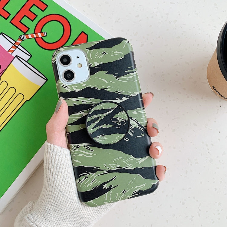 For iPhone 11 Pro Max Shockproof IMD Camouflage TPU Protective Case with Holder