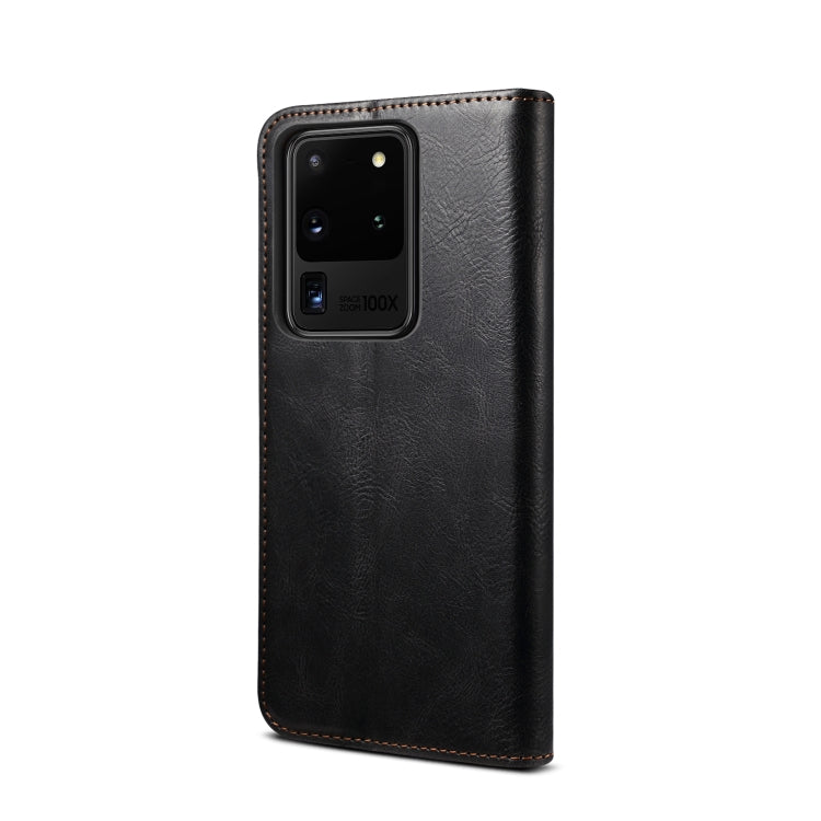 For Samsung Galaxy S20 UItra Simple Wax Crazy Horse Texture Horizontal Flip Leather Case with Card Slots & Wallet