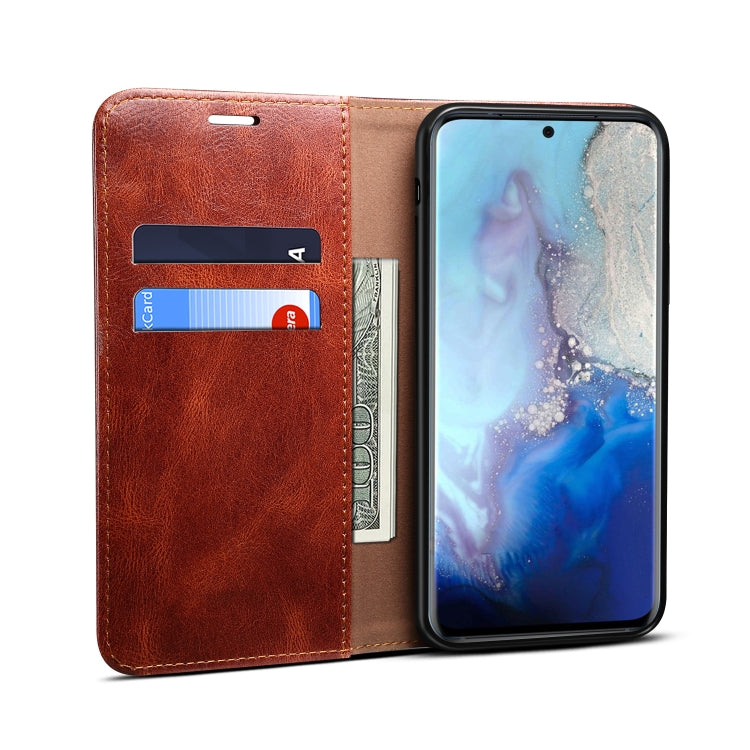 For Samsung Galaxy S20 UItra Simple Wax Crazy Horse Texture Horizontal Flip Leather Case with Card Slots & Wallet